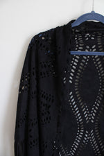 Charlotte Daniel Black Faux Suede Fringe Shawl