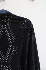 Charlotte Daniel Black Faux Suede Fringe Shawl