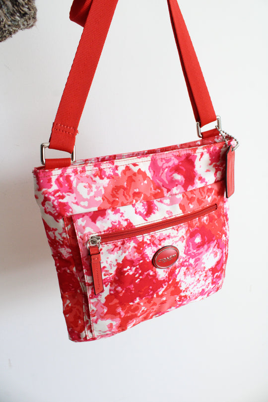 Coach Getaway Signature Nylon Red & Pink File Crossbody Bag