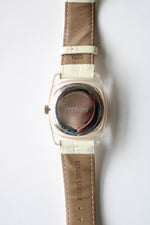Joan Rivers Cream Alligator Strap Yellow Gold Square Face Watch