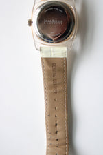 Joan Rivers Cream Alligator Strap Yellow Gold Square Face Watch
