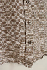 CJ Banks Tan and White Short Sleeve Printed Button Up | 2XL