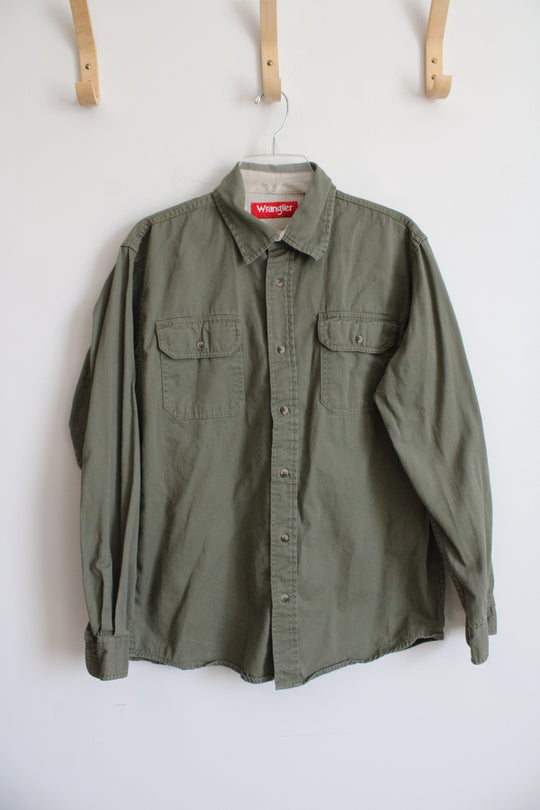 Wrangler Olive Green Button Down Shirt | M