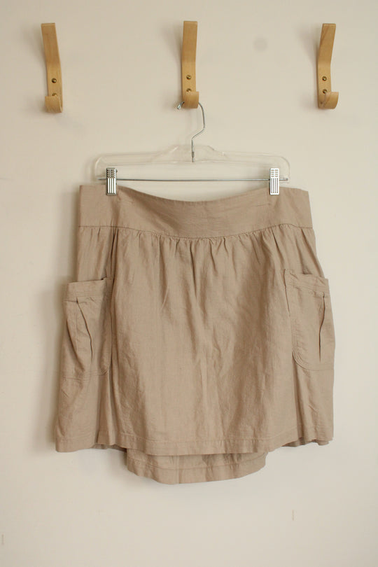 Old Navy Tan Linen Blend Skirt with Pockets | XL