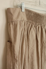 Old Navy Tan Linen Blend Skirt with Pockets | XL