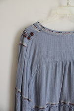 Knox Rose Periwinkle Blue Embroidered Boho Top | M