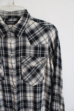 Lauren Ralph Lauren Black & Ivory Snap Button Down Top | M