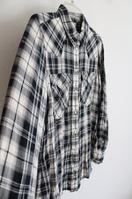 Lauren Ralph Lauren Black & Ivory Snap Button Down Top | M