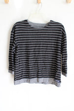 Lands' End Black & White Striped Top | M