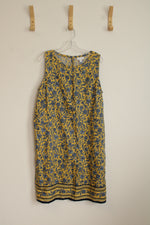J. Jill Yellow and Blue Printed Linen Dress | L