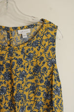J. Jill Yellow and Blue Printed Linen Dress | L