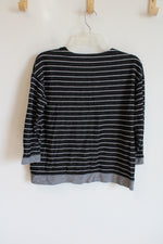 Lands' End Black & White Striped Top | M