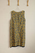 J. Jill Yellow and Blue Printed Linen Dress | L