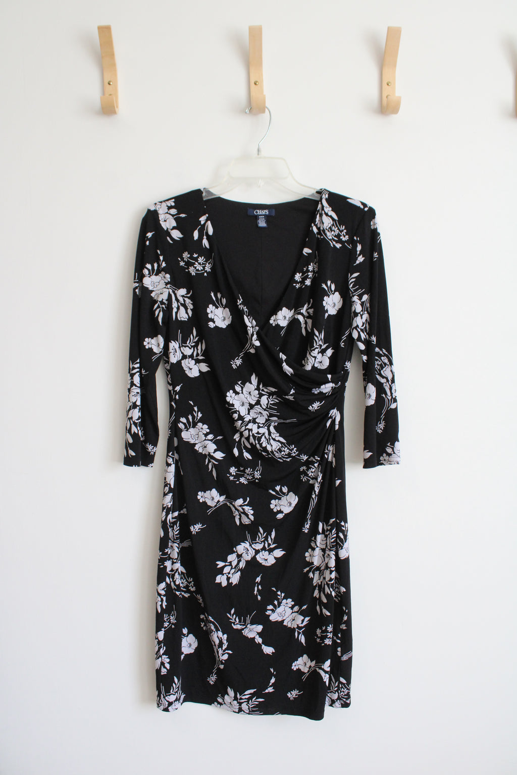 Chaps Black & White Floral Dress | M