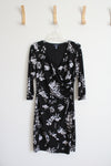 Chaps Black & White Floral Dress | M