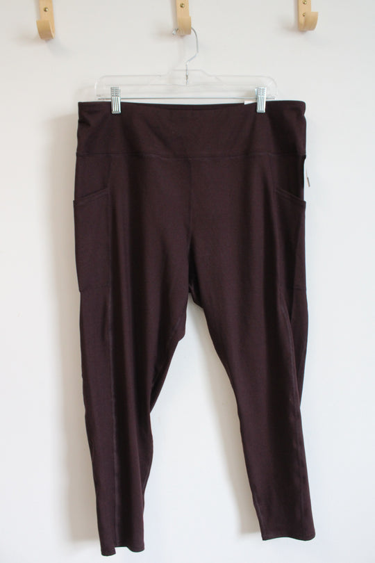 NEW Maurices Maroon Ultra High Rise Luxe Pocket Leggings | XXL Short