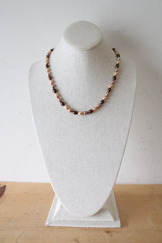 Genuine Brown & Tan Pearl Necklace