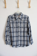 NEW Vintage Threads Blue & White Plaid Embroidered Button Down Shirt | M