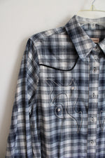 NEW Vintage Threads Blue & White Plaid Embroidered Button Down Shirt | M