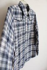 NEW Vintage Threads Blue & White Plaid Embroidered Button Down Shirt | M
