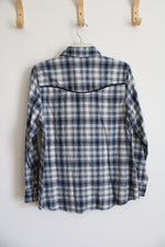 NEW Vintage Threads Blue & White Plaid Embroidered Button Down Shirt | M
