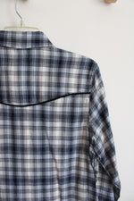NEW Vintage Threads Blue & White Plaid Embroidered Button Down Shirt | M