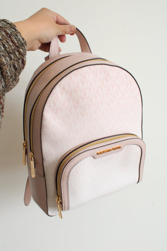 Michael Kors Signature Logo Jaycee Ombre Pink Medium Backpack