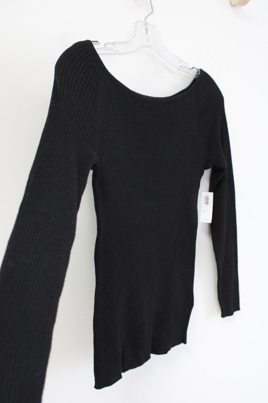 NEW Old Navy Black Ribbed Knit Long Sleeved Top | XS