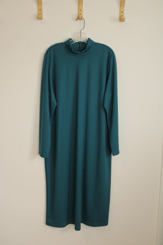 Appleseed's Turquoise Turtleneck Long Sleeve Maxi Dress | XL