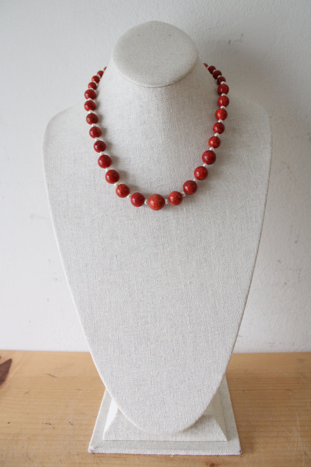 Genuine Pearl & Red Beaded Necklace