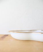 Vintage Anchor Hocking Fire-King Gold Trimmed Divided Milk White Glass Tray
