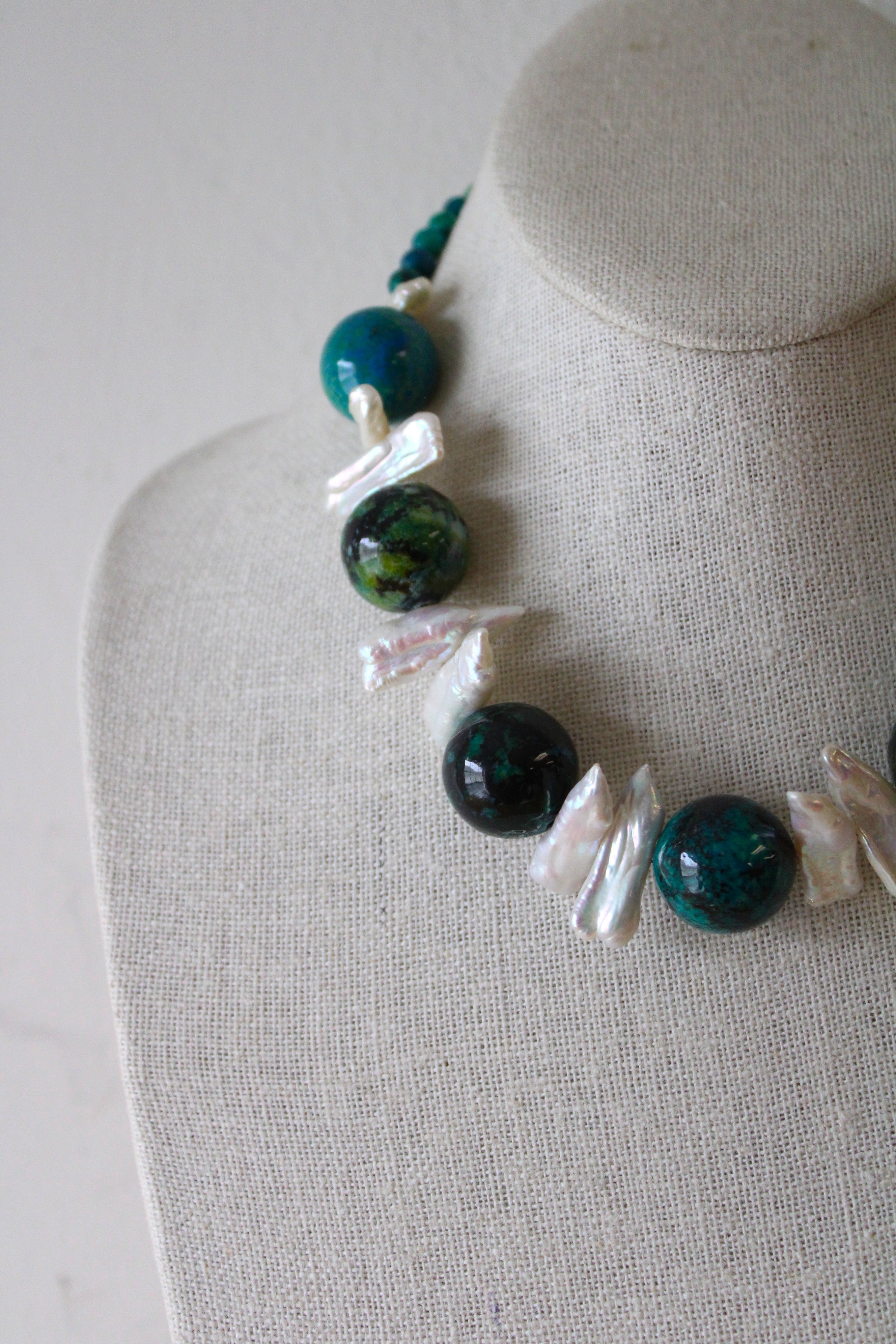 Genuine Baroque Pearl African Turquoise Large Statement Beaded Necklace