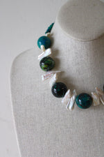 Genuine Baroque Pearl African Turquoise Large Statement Beaded Necklace