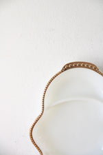 Vintage Anchor Hocking Fire-King Gold Trimmed Divided Milk White Glass Tray