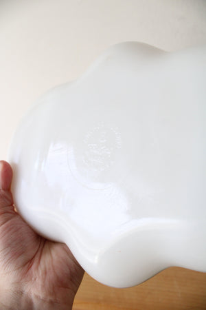 Vintage Anchor Hocking Fire-King Gold Trimmed Divided Milk White Glass Tray