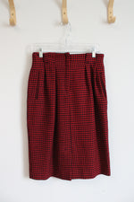 Christian Dior Red & Black Wool Skirt | 10