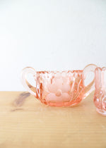 EAPG McKee 6 Petals & Star Pink Depression Glass Creamer Sugar & Toothpick Holder Set