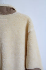 Best Made Co. Ivory & Brown Wool Sherpa 1/4 Zip Sweatshirt | XXL