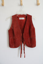Vintage Roger Kuper Burnt Orange Suede Leather Fringe Vest | S/M