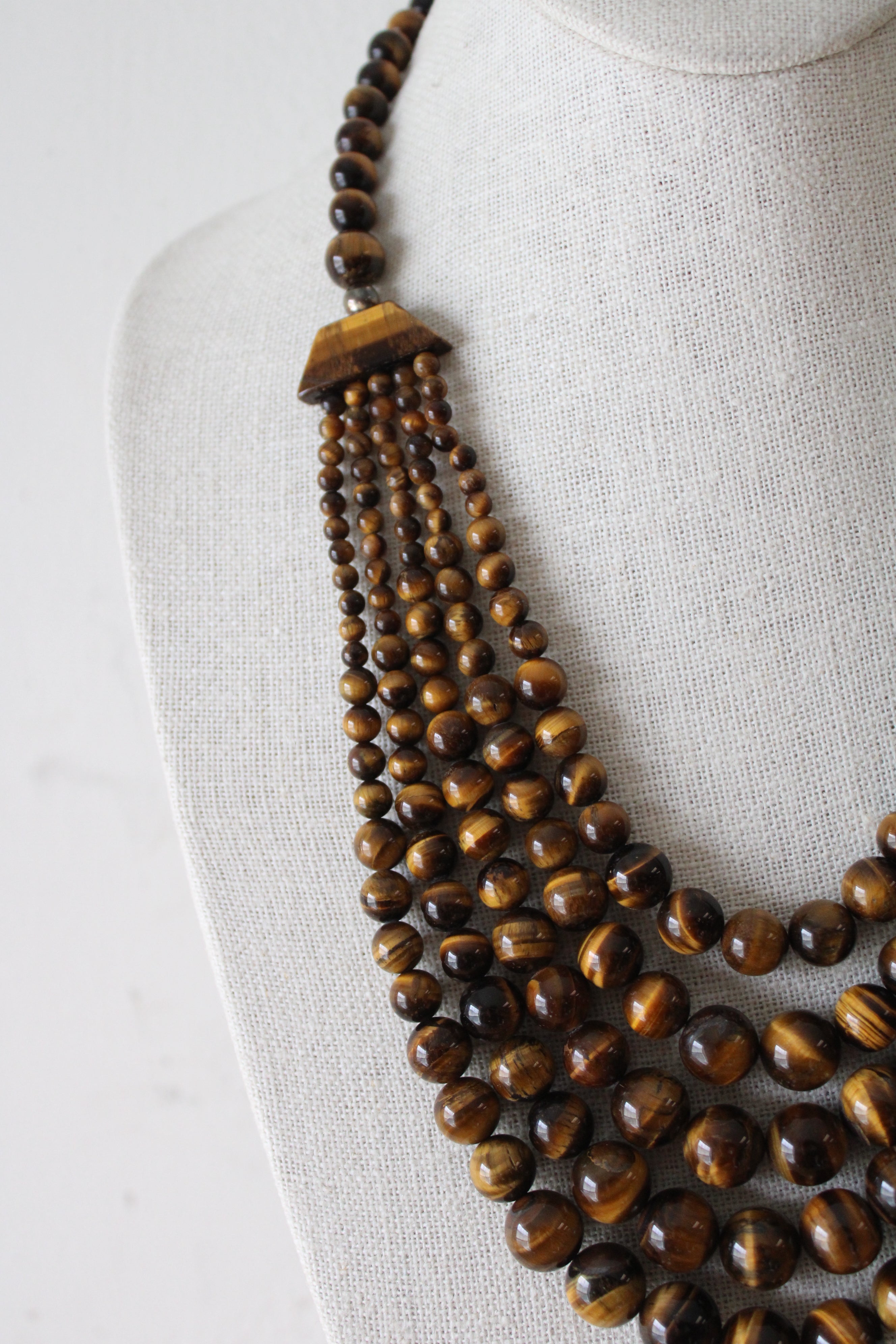 Brown Tiger's Eye Beaded Layered Necklace
