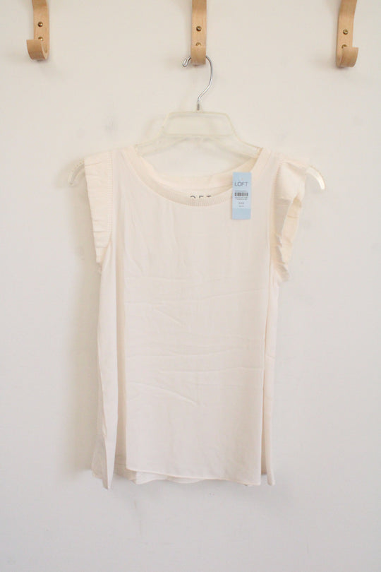 NEW LOFT Cream Butterfly Sleeve Tank | XXS Petite