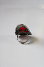 Sterling Silver Red Center Pear Shaped Ring | Adjustable