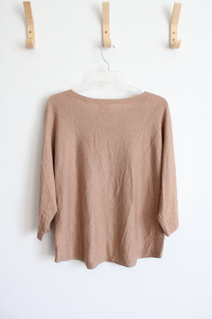 Chico's Tan Wide Neck Lightweight Sweater | 1 (M)