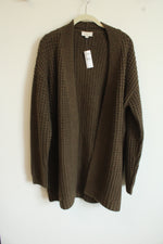 NEW LOFT Dark Olive Green Long Cardigan | L