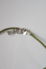 Premier Designs Green Leather Sterling Silver Necklace