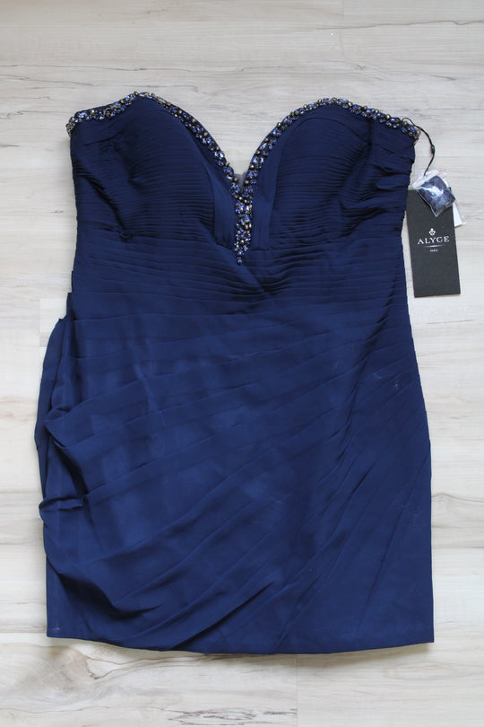 NEW Alyce Paris Dark Navy Blue Sleeveless Dress | 14