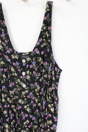 Jamie Brooke Vintage Black Floral Rayon Dress | 26/28