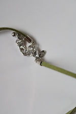 Premier Designs Green Leather Sterling Silver Necklace