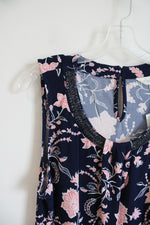 NEW Magnolia Grace Navy & Pink Floral Sleeveless Top | XL