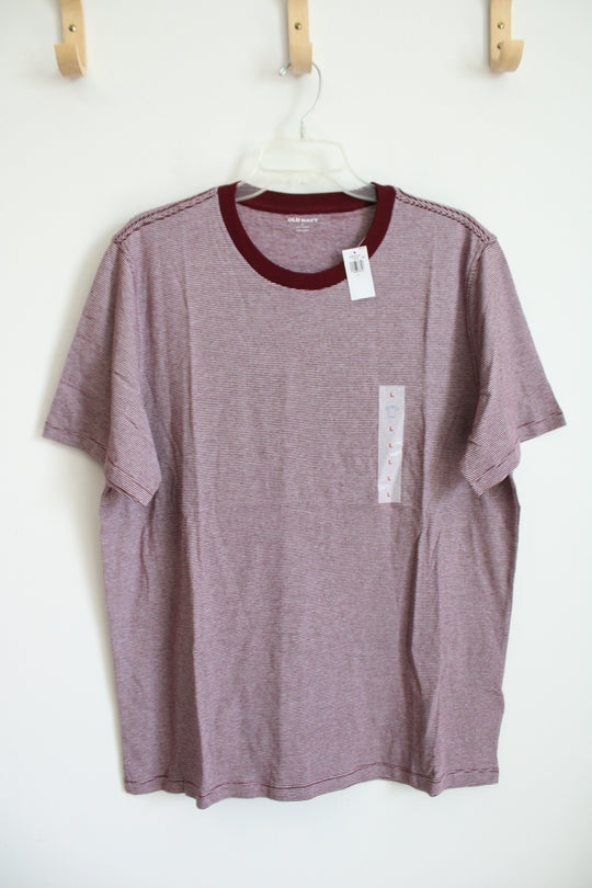 NEW Old Navy Maroon & White Striped Cotton Shirt | L